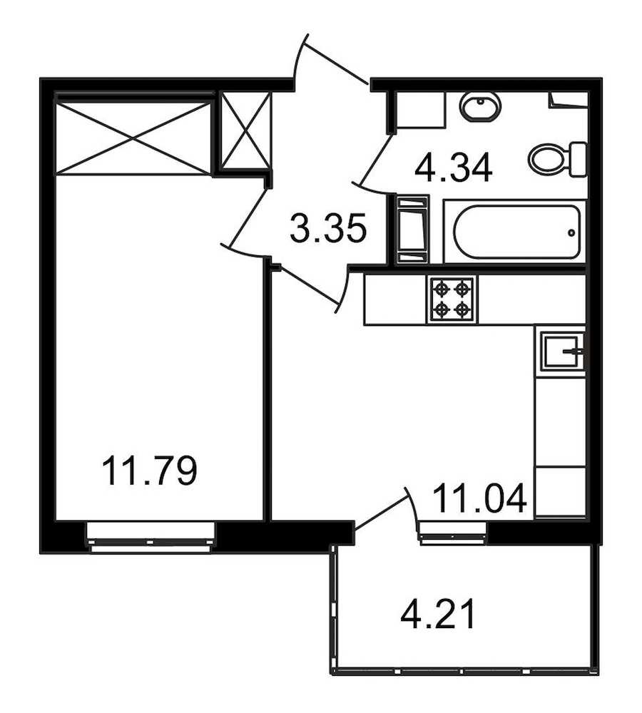 Однокомнатная квартира в : площадь 34.73 м2 , этаж: 11 – купить в Санкт-Петербурге